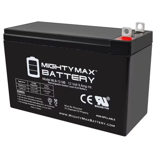 12V 9AH SLA Replacement Battery Compatible with AGM RG1290NB, Mighty Max Battery, Mfr#: MAX3986337